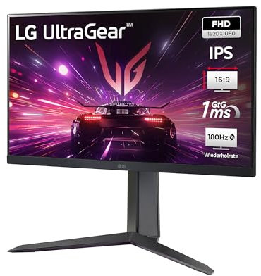LG Electronics 24GS65F-B.AEU Ultragear™ FHD Gaming IPS-Monitor 24 (60,47cm), 1920 x 1080, 16:9, 1ms GtG, 180 Hz, HDR10, NVIDIA G-Sync™, AMD FreeSync™ - Schwarz