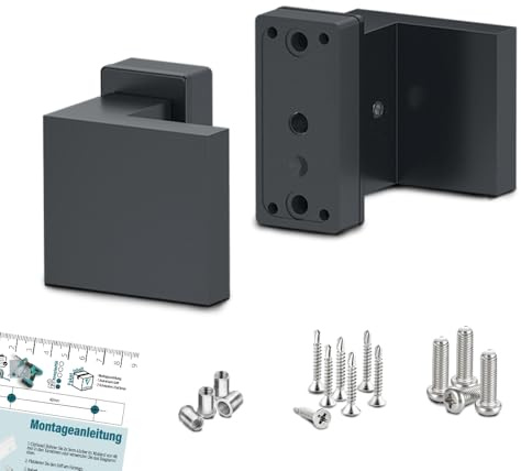 VOOXA Premium | 2 draghandtag set för ytterdörrar och grindar (antracit RAL 7016) | dörrbeslag med dold skruvanslutning, monteringsanvisningar | kvadratisk, minimalistisk design