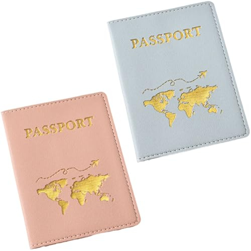 PYEUIFT 2 porta passaporto, custodia passaporto da viaggio pelle pU, custodia per passaporto, custodia protettiva per carte di credito, carta d'identità e documenti di viaggio