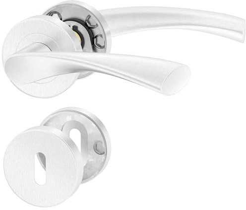 ERGO line ROMA Edelstahl Türbeschlag für Zimmertüren, Edelstahl, Rund-Rosette, Türgriff für Türen, Drückergarnitur, Türbeschlag, Türklinken Innentüren, Türdrücker