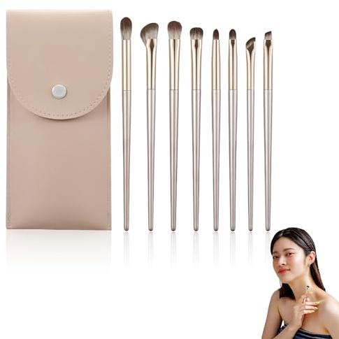 RTRTGS 8 PCS Pinceaux Maquillage, pinceaux maquillages yeux, pinceau estompeur yeux,Pinceau de Maquillage Eye-liner, Pour Sourcils Yeux Cils, Angle Incliné ultra fin