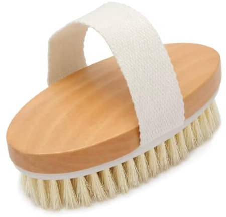 Spazzola Corpo Dry Brushing in Legno e Setole Naturali – Esfoliante Anticellulite, Massaggio Linfatico e Detox – Pelle Luminosa e Liscia, Spazzola Esfoliante Naturale Premium