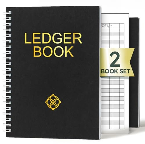 ZENO Accounts Book – 2 Pack Ledger Books for Self Employed, Cash Book, Bookkeeping Account Book, Accounting Ledger, Expense Tracker, Finance Record Notebook – Black