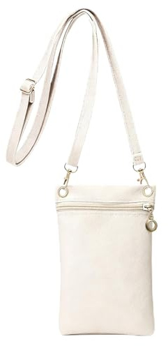 Cunegra PU Leder Handytasche Damen, Handytasche zum Umhängen mit Litschi-Muster, Weiße Brieftasche Geldbörse Handy Tasche Handy Umhängetasche Damen für Verabredungen, Einkaufen, Spaziergänge