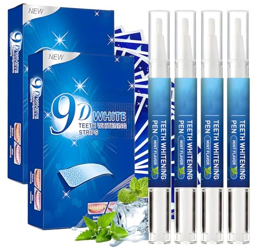 14 Tiras Blanqueadoras Dientes Teeth Whitening Strips 4 Lapiz Blanqueador De Dientes Kit Blanqueamiento Dental Elimina Eficazmente Las Manchas De Los Dientes Y Es Adecuado Para El Uso Diario
