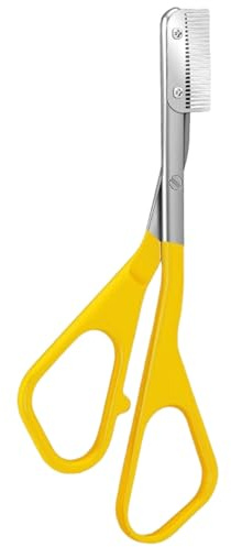 Forbici per Sopracciglia con Pettine, Rifinitore per Sopracciglia in Acciaio Inossidabile, Strumento di Precisione per Modellare le per Adulti, Giallo