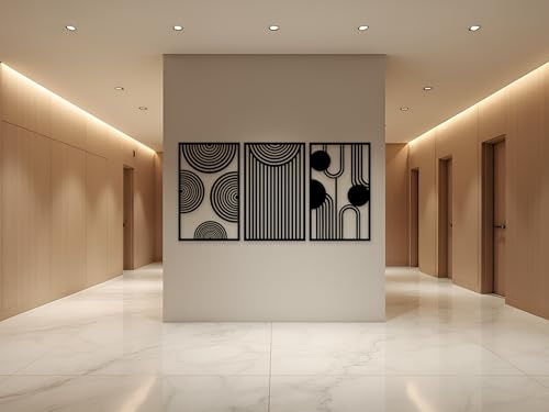 Kajaro - Set Quadri Moderni Soggiorno - Quadri 3D Moderni - Decorazioni Parete Set 3 Pezzi - Decorazioni Camera da Letto - Trittico Geometrico + Quadro Aggiuntivo