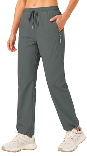 Rapbin Women's Walking Hiking Cargo Trousers Lightweight Quick Dry Water Resistant Casual Work Outdoor Pants with Zip Pockets