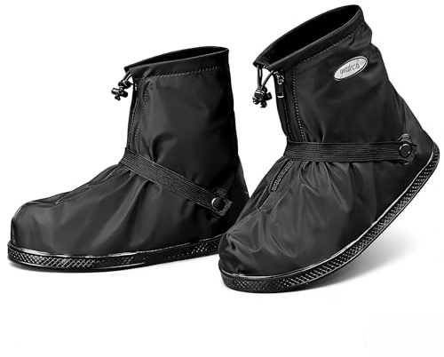 YMTECH Impermeabile Copriscarpe, Pioggia Stivali zip scarpe pioggia scarpe, 42 - 43 EU Nero