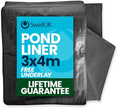 Swell UK 4m x 3m Pond Liner Free Underlay | UV Resistant | Garden Fish Ponds