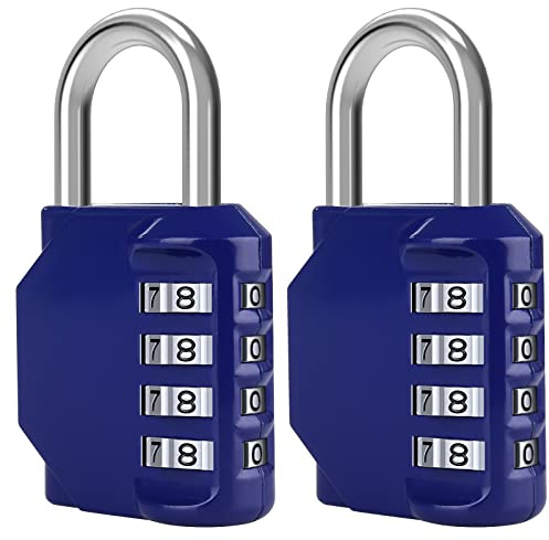 Diyife 2 Pack 4-Stelliges Zahlenschloss, Kombinationsschloss, Vorhängeschloss, Wetterfestes Metall & Plated Steel Combination Lock für Schule, Gym & Sports, Hasp Cabinet & Storage - Blau