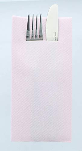 Mank Airlaid Besteckservietten Uni | 40 x 40 cm | 1/8-Falz | Premium Einweg-Serviette | saugstark | Basic | 75 Stück (Hellrosa)