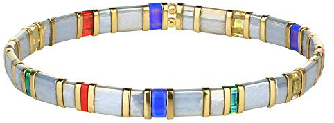 KELITCH Charm Stretch Armband för kvinnor Färgglada vänskapsarmband Candy Miyuki Tila Beaded Strand Armband
