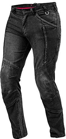 SHIMA Ghost Motorradjeans Herren - Belüftete Elastische Slim Fit Biker Motorradhose Männer mit Kevlar-Verstärkungen, Knieprotektoren (Schwarz, 36)