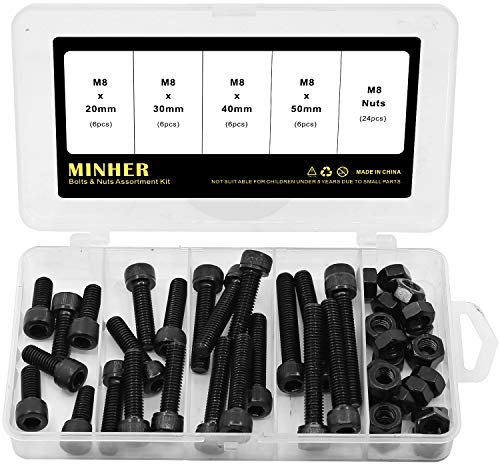 M8 Innensechskantschraube und Mutter Kombinationsbox Mechanische Innensechskant Bolzenset schwarz 12,9 Grad Kohlenstoffstahl