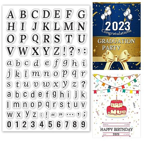 ORIGACH Buchstaben Klare Stempel Zahlen Buchstaben Silikon Transparent Stempel für Urlaub Geburtstag Festival Kartenherstellung DIY Scrapbooking Journaling Album