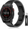 LanQii 26mm QuickFit Metall Armband für Garmin Tactix 8 51mm/Enduro 3/2/1/Descent Mk3i/Mk2i/Mk2/Mk1, Edelstahl Ersatzarmband für Garmin Fenix 8 51mm/7X Pro Solar/7X/6X/6X Pro/5X/5X Puls - Schwarz
