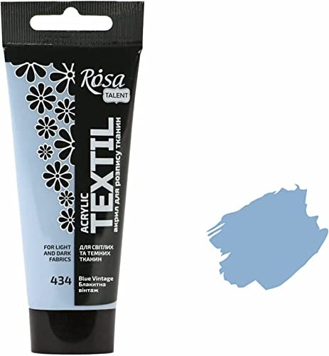 Krevo Art Stoffmalfarben Stofffarben Waschfest Textilfarbe vintage blau Acrylfarbe Wasserbasis | 60ml Tube | Textilfarbe waschmaschinenfest zum Fixieren | Intensiv deckend für helle und dunkle Stoffe