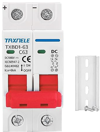 DC MCB Miniatyrbrytare 2P DC 1000V Solar Mini Circuit Breaker Batteribrytare Kortslutningsskydd Frånkopplingsbrytare Isolator för solcellsanläggning (32A)