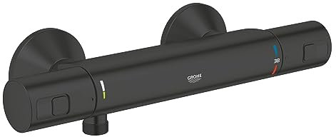 GROHE Precision Start Mitigeur Thermostatique Douche, Economie d'eau, Butée de Sécurité, Noir mat, 345942430