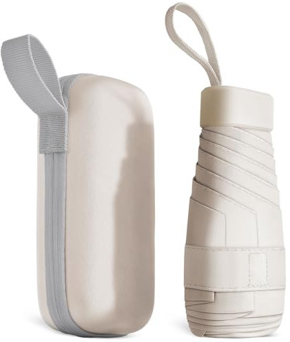 Aolso Mini Paraguas del Sol，Paraguas Plegable,Paraguas Plegable Antiviento para Hombre y Mujer Apertura y Cierre, Paraguas Plegables y Compacto Resistencia UV & Impermeable-Blanco