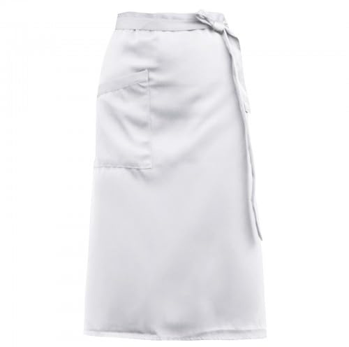 Delantales Corta de Camarero Camarera con Bolsillo, Delantal de Cintura Larga de Media, Delantales de Cocina Chef para Mujeres y Hombres, Mandil Corto para Restaurante Cocineros Barista (Blanco)
