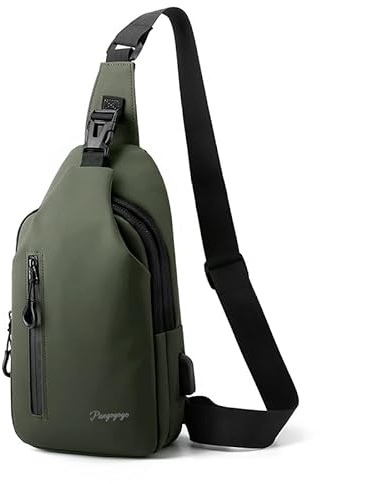 Pangogogo Water-resistant Small Sling Bag Cross Body Bag Men | Multi Compartment Crossbody Bag | Light Durable Men's Shoulder Bags for Hiking Biking (Green)