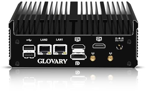 Glovary Fanless Mini PC Quad Core N100, Barebone NO RAM NO SSD, dubbel 2,5 GbE i226V LAN, Win11 Pro industriell dator, 2HD, DP, TypeC, 2RS232 COM, WiFi, BT