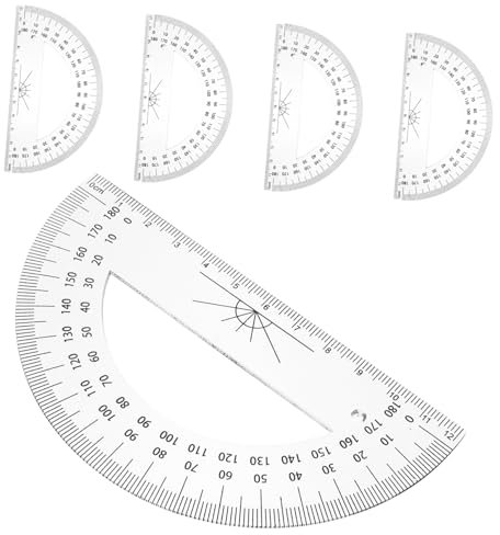 Lurrose 5stücke Winkelmesser Aus Kunststoff Messwinkel Halbkreis-winkelmesser Für Schüler Und Lehrer Zeichnen Und Mathematikunterricht Tragbares Werkzeug Robust Und Sicher