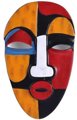 orenm Afrikanische Masken Wanddekoration,Abstrakte afrikanische Wandanhänger Masken,Afrikanische Kunstskulpturen für die Heimdekoration im Modernen Stil,Wohnzimmer,Büro Harz Wanddekoration Figuren (B)