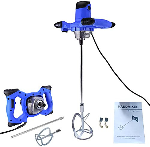 Electric Cement Mixer 2600W Concrete Mixer, 1700 U/min Paint and Mortar Mixer, M14 Stirring Tool Mount, 6 Variable Speeds, 12cm Diameter Mortar Stirring Tool, Handheld Plaster Multi Paddle Mixer