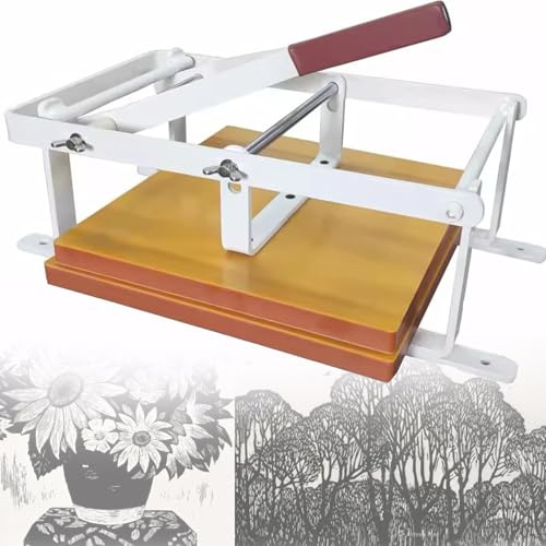 JYXYXSCP Linoleum Press,Flatbed printmaking Machine, Height Adjustment, Manual Lever Press, Plate Size 12x12 Inch, for Press Woodblock Ink