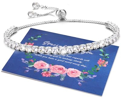 YADOCA Bracelets for Womens Silver Tennis Bracelet for Women Multi-color Crystal Zirconia Slider Bracelets Ladies Womens Jewellery Birthday Mother's Day Gifts for Her, white