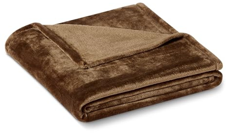 Amazon Basics Soft Fluffy Fleece Throw Blanket, Lightweight Cozy Blanket for Couch & Sofa, 127 x 152 cm, Brown