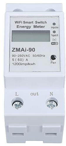 Contatore di Energia WiFi, Contatore Elettrico Intelligente APP Monofase Contatore di Consumo Energetico su Guida DIN con Controllo Remoto con Tensione di Corrente, Strumenti