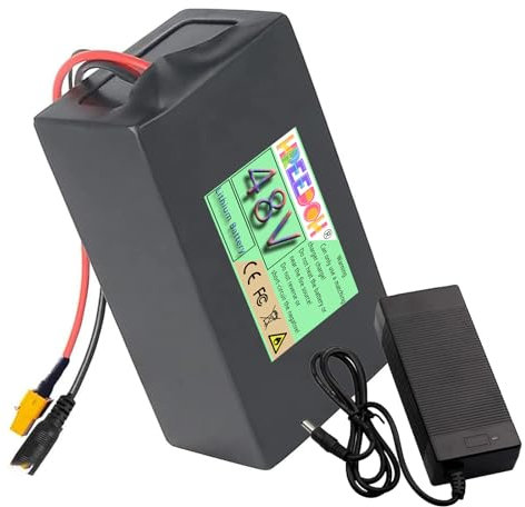 FREEDOH 48V Li-ion batteri 48V litiumbatteri 8Ah 10Ah 12Ah 15Ah 18Ah 20Ah 25Ah Uppladdningsbart batteri med laddare för 0-1200W motor,48v8ah