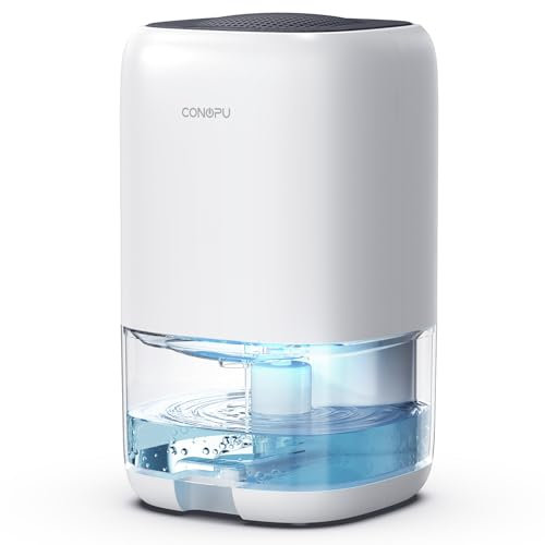 CONOPUPlus Deumidificatore 1000ML, Deumidificatore Casa Muffa con LED a 7 Colori, Compatto, Silenzioso ed Efficiente per Piccoli Spazi, Ideale per Bagno, Armadio