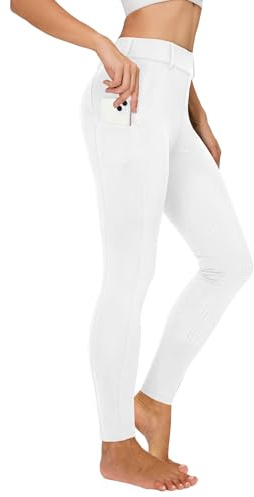 Legging d'équitation d'hiver pour femme - Pantalon d'équitation thermique pour femme - Doublure en polaire - Imperméable - Avec poche pour téléphone portable - Passants de ceinture, Blanc., M