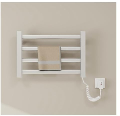 Toallero Calefactable Inteligente, Pequeño Radiador Eléctrico para Baño, 4 Barras, Temperatura Constante De 55 °c para Evitar Quemaduras, 80 W, Radiador De Pared para Toallero. White Right Line