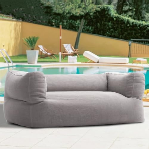 SXBCyan Housse de Pouf D'extérieur 2 Places sans Rembourrage, Housse en Chenille, Canapé-lit, Fauteuil De Piscine, Canapé Club(Lightgrey)