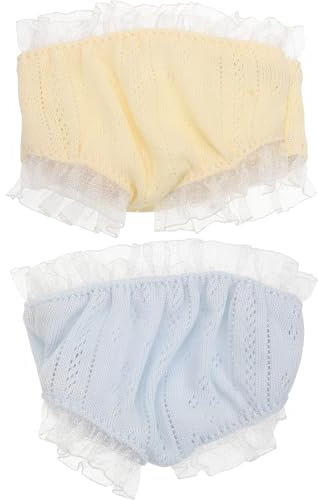Uonlytech 2 Piezas de Ropa Interior para Muñecas Niñas Bragas de Tela Reutilizables Encaje Azul y Amarillo Pañal de Muñeca para Juegos de Simulación y Accesorios de Vestir