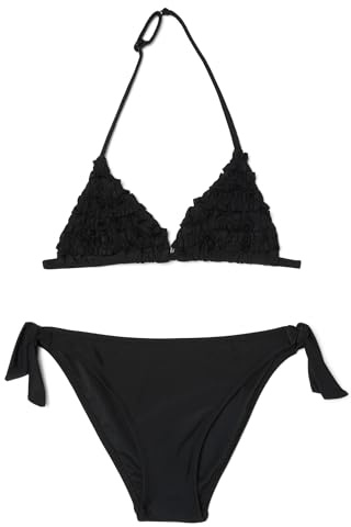 OVS Kids Bikini Nero a Triangolo in Tessuto Elasticizzato con Volant