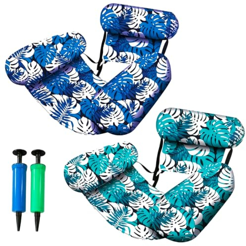 2X Bouée Piscine Gonflable Adultes,Fauteuil Gonflable de Bouée | Matelas Piscine Gonflable Dossier Inclinable,Fauteuils Flottants Confortables,Idéal Été,Fêtes,Plage,Vacances,2 pompes incluse