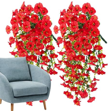 Konstgjorda Petunior Naturtrogna 2 Stycken Imiterade Blommor | Falska Petunior Utomhusdekoration för Balkong TrädInnerBröllop Fest