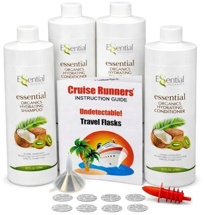 Rum Runners for Cruise Alcohol Smuggling Kit Hidden Flasks for Liquor Disguise Fake Shampoo Bottles Hidden Alcohol Container - Leak-Proof and Undetectable Travel Flasks 4 Bottle Set - CRUISE RUNNERS