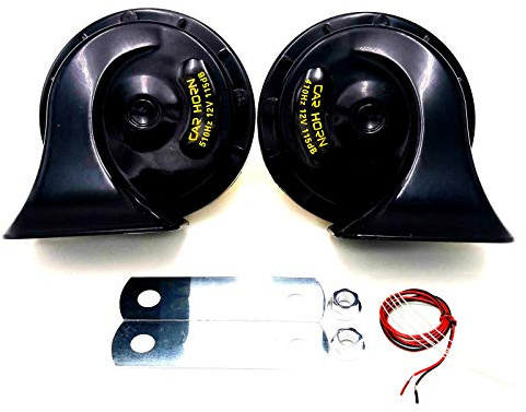 YIYIDA Car Horn Corno Auto Corno Elettrico Auto 115DB Corno Camion Corno Di Lumaca Nero Impermeabile Corno Alto E Basso Tono Con Supporto In Metallo Per 12V Camion Auto Moto ecc