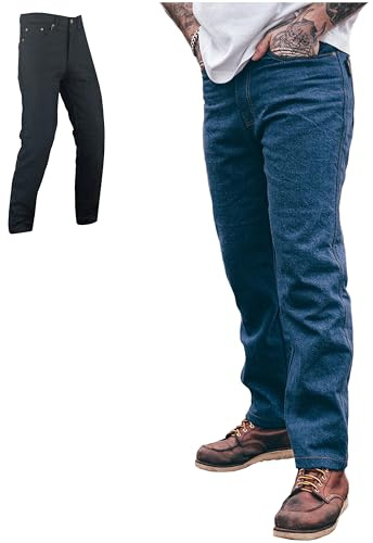 Texpeed Motorcycle Trousers For Men - Motorbike Biker Jeans - Denim Pants Made With 280gsm Aramid And Protective CE Armour (EN 1621-1) - Straight/Taper Leg Fit Blue - 40W / 32L