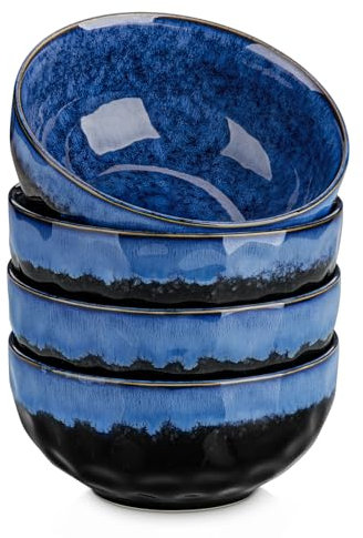 vancasso Starry Lot de 4 bols à soupe en céramique pour soupe, céréales, salade, pâtes, avoine, sans plomb, passent au lave-vaisselle et au four à micro-ondes, bleu de 710 ml