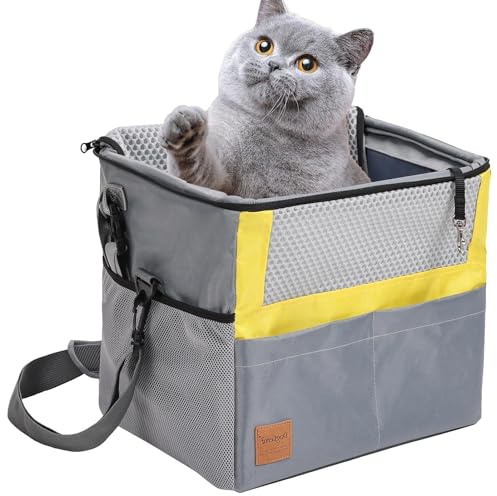 Cesta para Bicicleta para Perros, Cesta para Perro para Bicicleta | Transportín para Mascotas con Cremallera Impermeable – Cesta para Cachorros Multibolsillos para desplazamientos, Compras