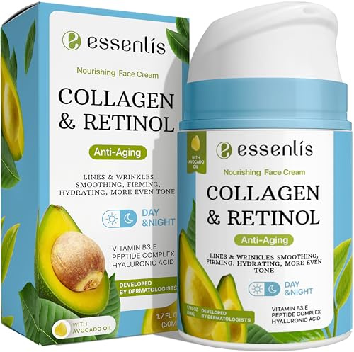 Face Moisturizer Collagen Cream, Anti Aging Face Cream with Retinol Hyaluronic Acid Vitamin B, Day & Night Anti-Wrinkle Moisturizing Cream for Women & Men, 1.7 Fl Oz